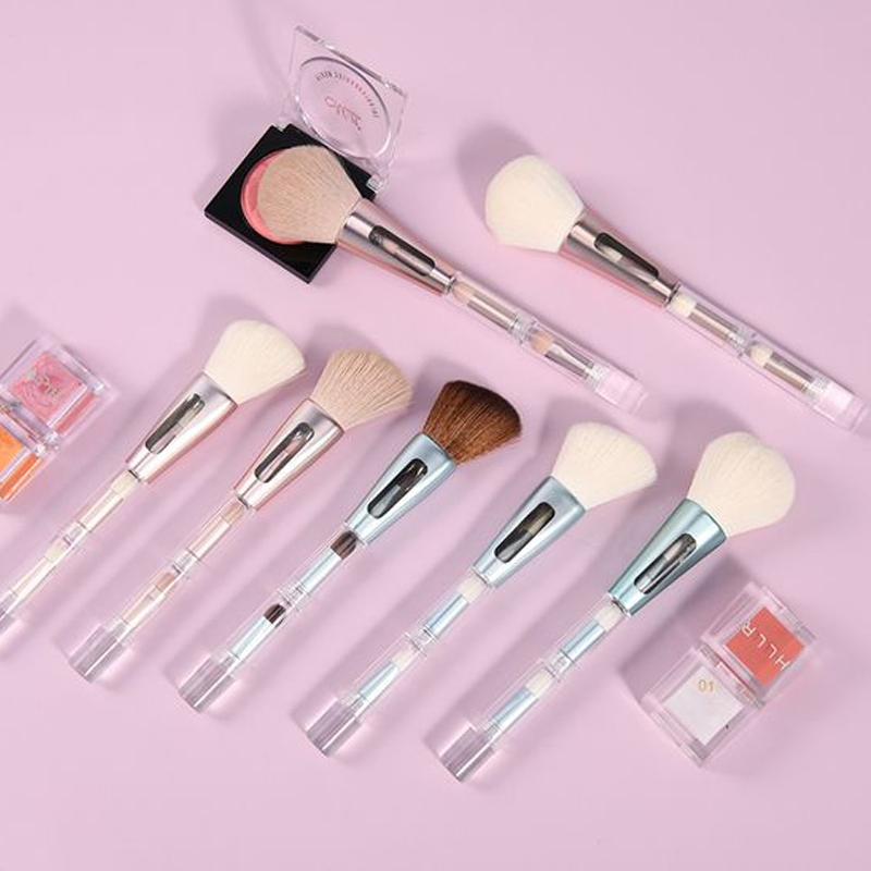 Beautichen 4-in-1 Pincel de Maquiagem Fibra Sintética - Pincel Angulado Redondo para Blush, Pó, Mistura e Lábios