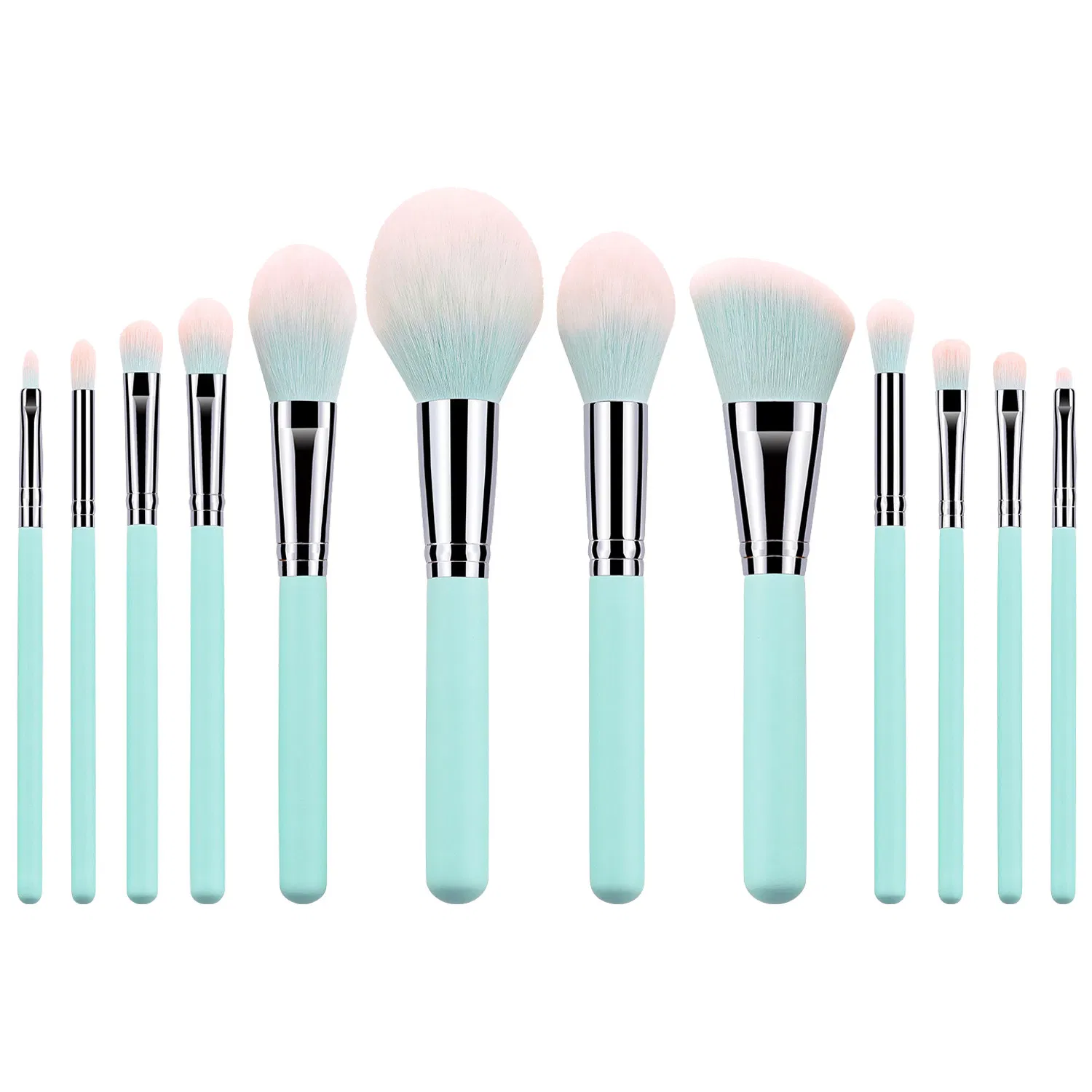 Conjunto de Pincéis de Maquiagem Profissional Beautichen 12-Piece - Cabo de Madeira Azul para Base, Corretivo, Mistura e Contorno com Estojo de Viagem