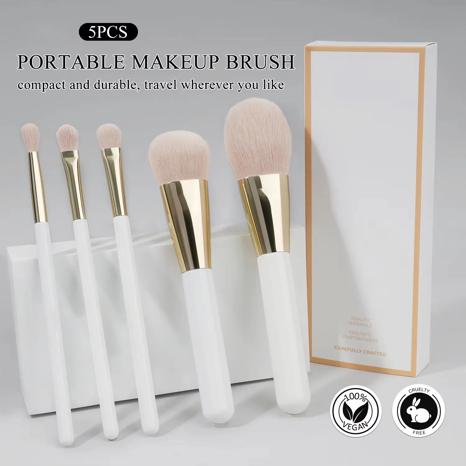 Conjunto de Pincéis de Maquiagem de Viagem Compacto com Pincéis Faciais Miniatura