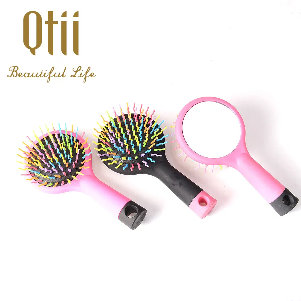 Escova de Cabelo Mágica com Espelho Detangler Arco-Íris para Crianças e Mulheres de Todos os Tipos de Cabelo