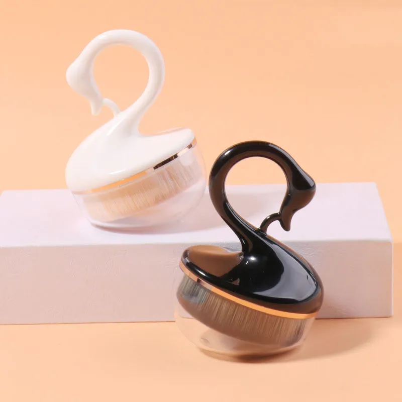 Pincel de Pó Cosmético de Topo Plano Kabuki de Luxo para Maquiagem de Fundação de Design de Moda Cygne Único para 55#