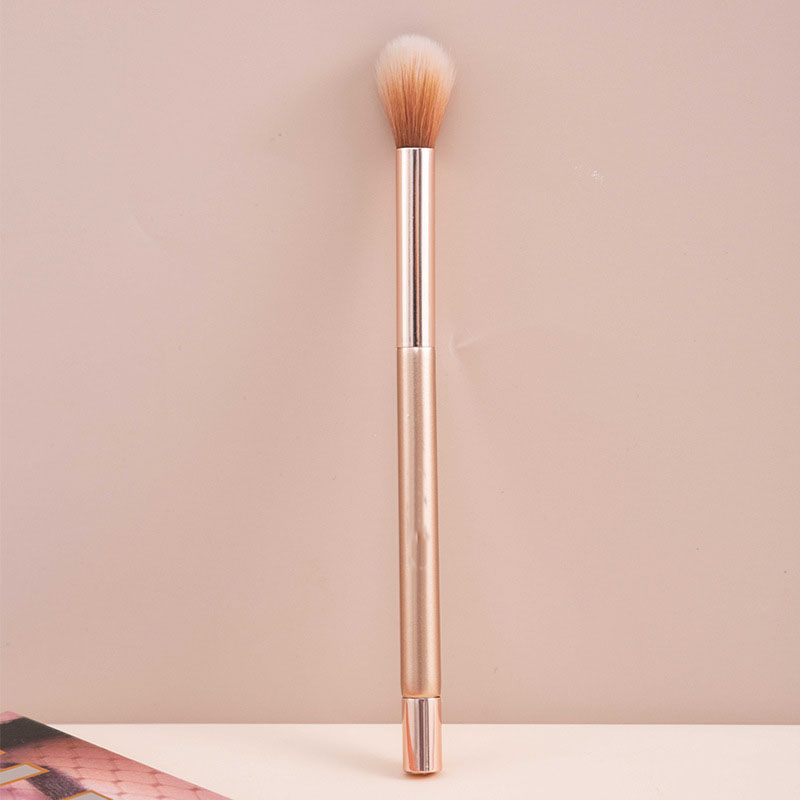 Pincel de Maquiagem Kabuki em Rosa Dourado Elegante com Cerdas Macias