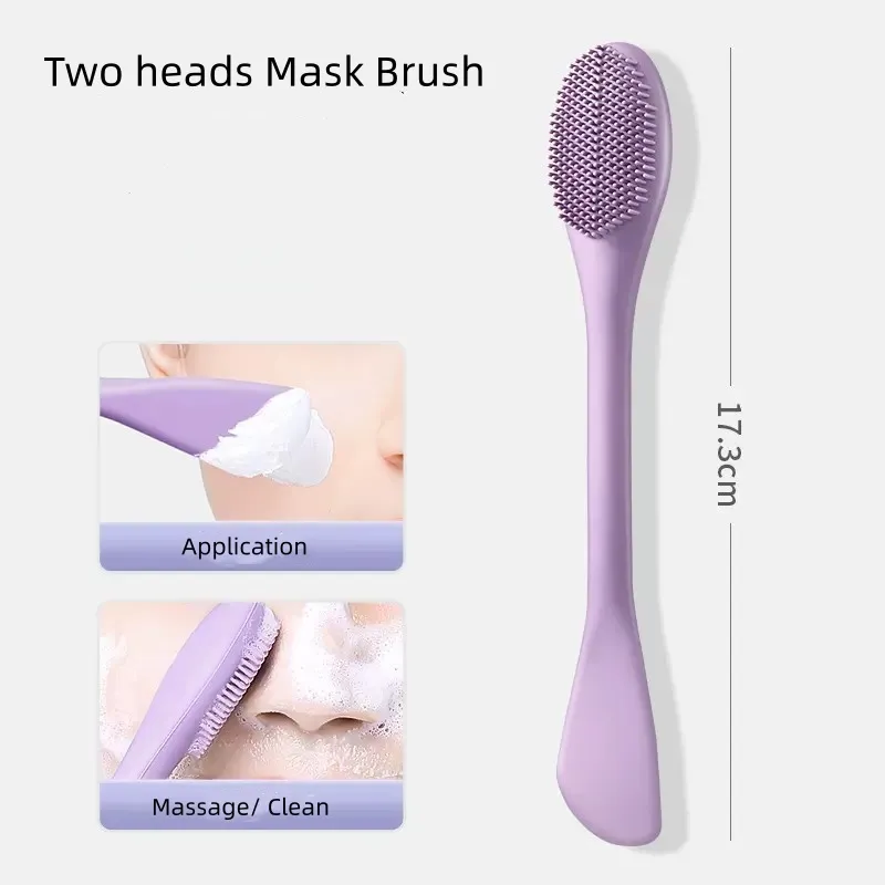Aplicador de Máscara Facial de Silicone com Dupla Face e Escova de Limpeza para Maquiagem