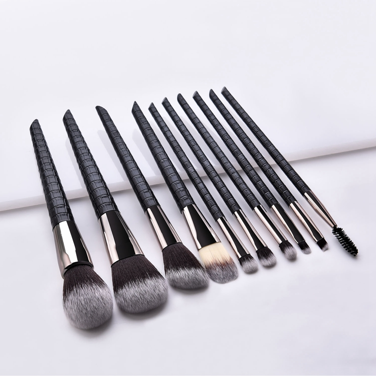 10PCS Conjunto de Pincéis de Maquiagem Personalizados Brancos de Madeira com Bolsa de Cosméticos PU Opcional