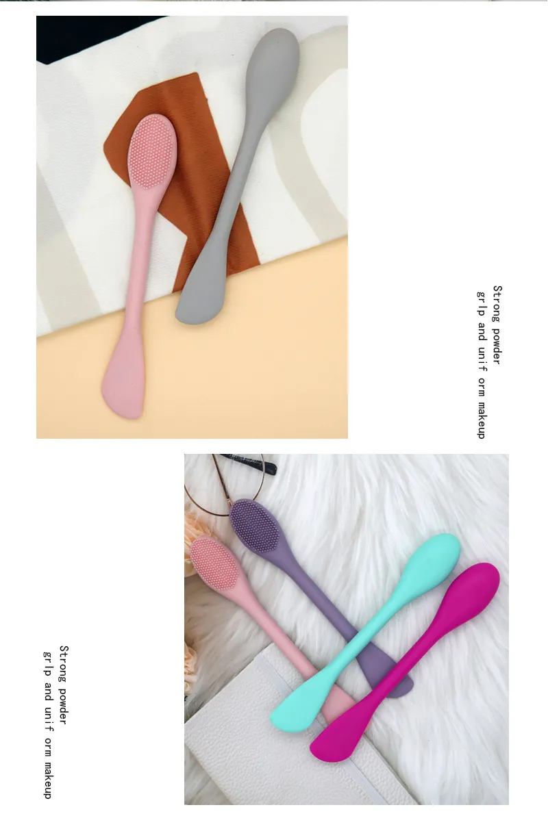 Aplicador de Máscara Facial de Silicone com Dupla Face e Escova de Limpeza para Maquiagem