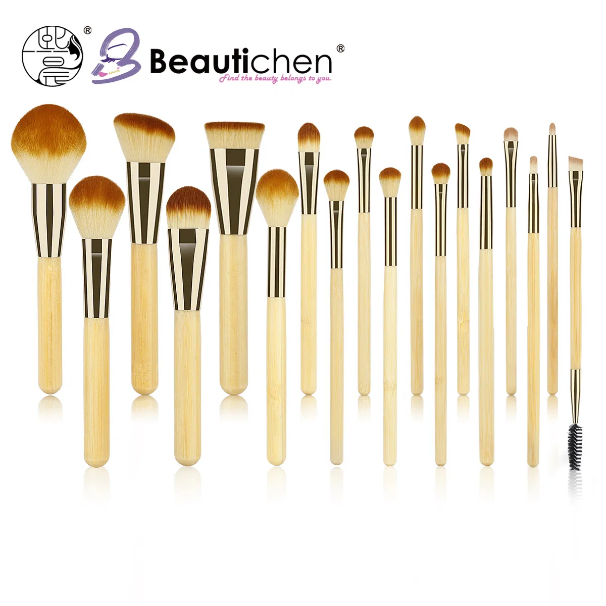 Conjunto de Pincéis de Maquiagem Beautichen 18-Piece – Pincéis Veganos Ecológicos para Base, Pó, Mistura, Sombra, Contorno, Delineador e Sobrancelha