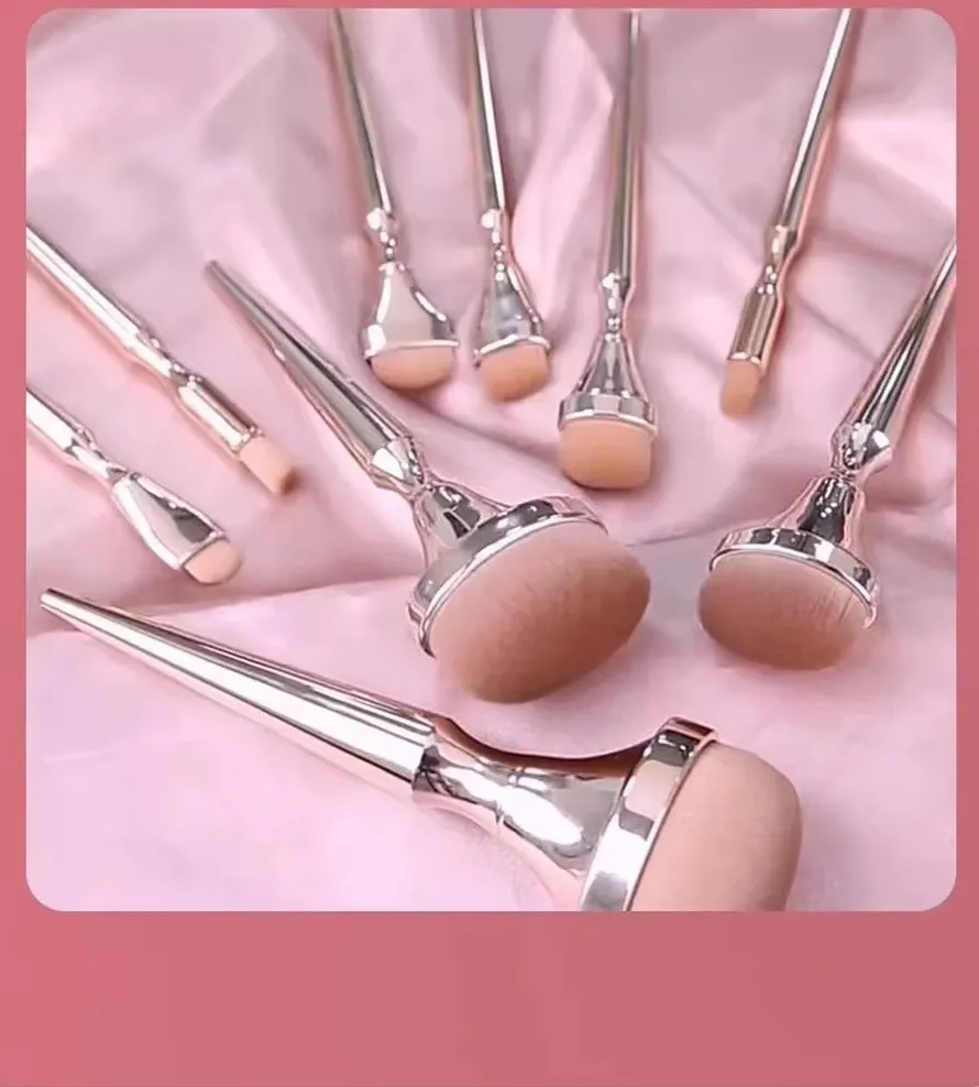 9PCS Conjunto de Pincéis Grandes para Maquiagem Pincel de Sombra de Olhos Pincel de Sobrancelha Corretivo Cosméticos Ferramentas de Beleza Maquiagem