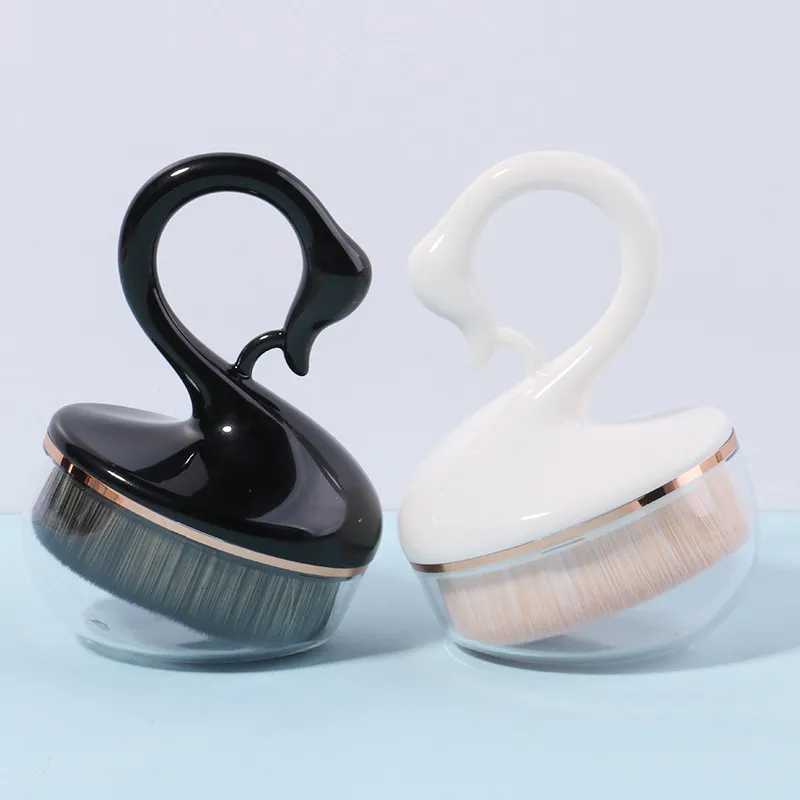 Pincel de Pó Cosmético de Topo Plano Kabuki de Luxo para Maquiagem de Fundação de Design de Moda Cygne Único para 55#