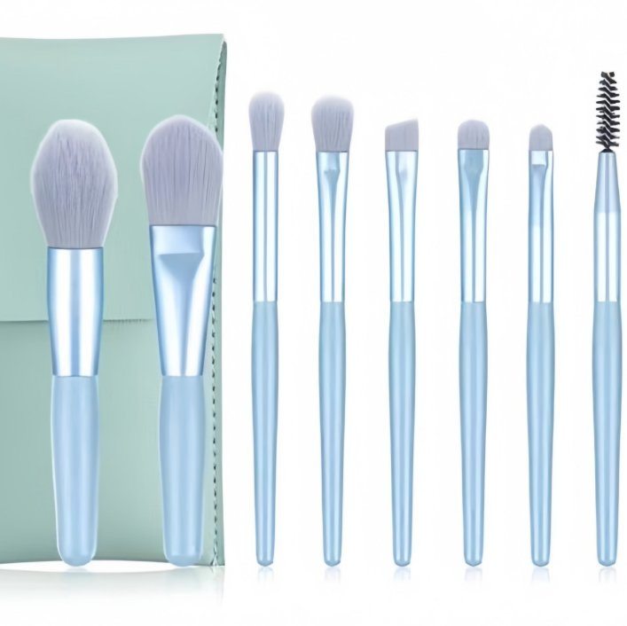 8-Piece Conjunto de Pincéis de Maquiagem Mini, Pincel de Sombra, Pincel de Corretivo, Pincel de Pó, Kit de Cerdas Macias para Iniciantes, Ferramentas de Beleza