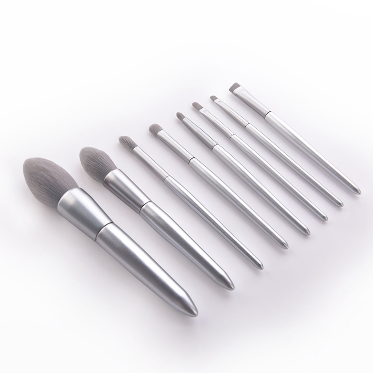 8PCS Conjunto de Pincéis Cosméticos de Beleza Conjunto de Pincéis de Maquiagem Marca Própria Cabo Prateado