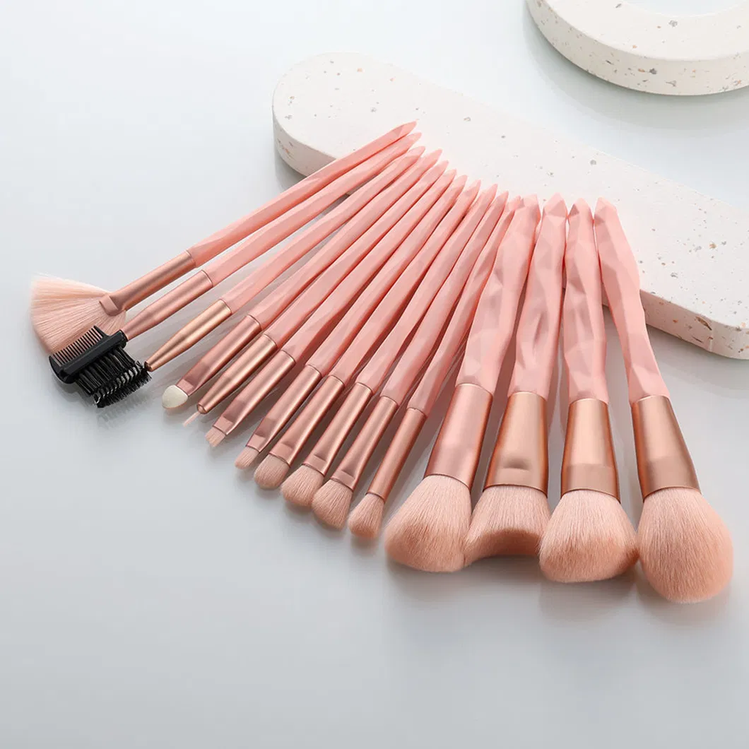Conjunto de Pincéis de Maquiagem Profissional de Luxo com Cabo de Madeira 15 PCS Marca Privada