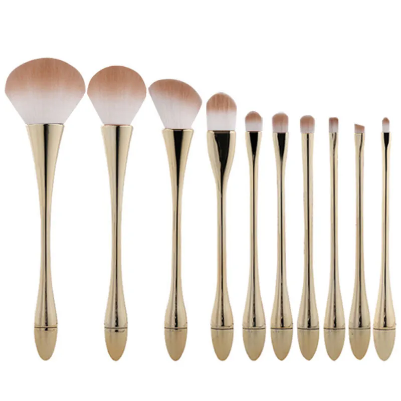 10-Piece Conjunto Completo de Pincéis de Maquiagem Ferramentas de Beleza para Iniciantes: Pincel para Pó Solto, Pincel para Sombra
