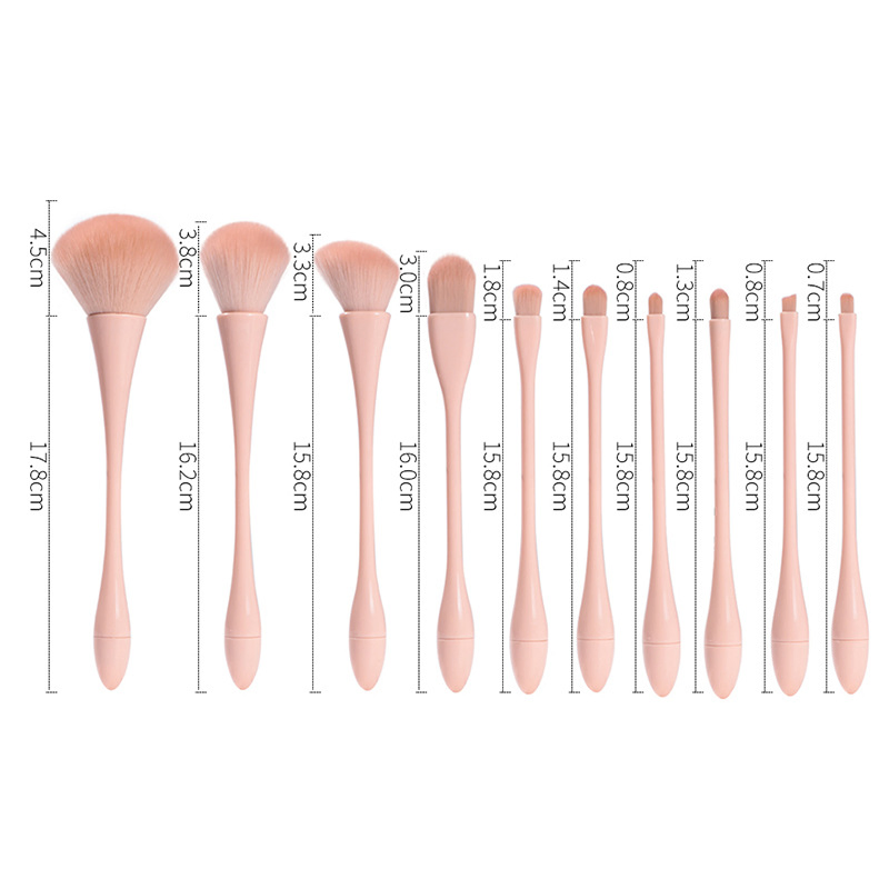 Conjunto de Pincéis de Maquiagem Beautichen 10-Piece para Cintura Fina - Cerdas Sintéticas Macias em Nude para Base, Mistura e Contorno