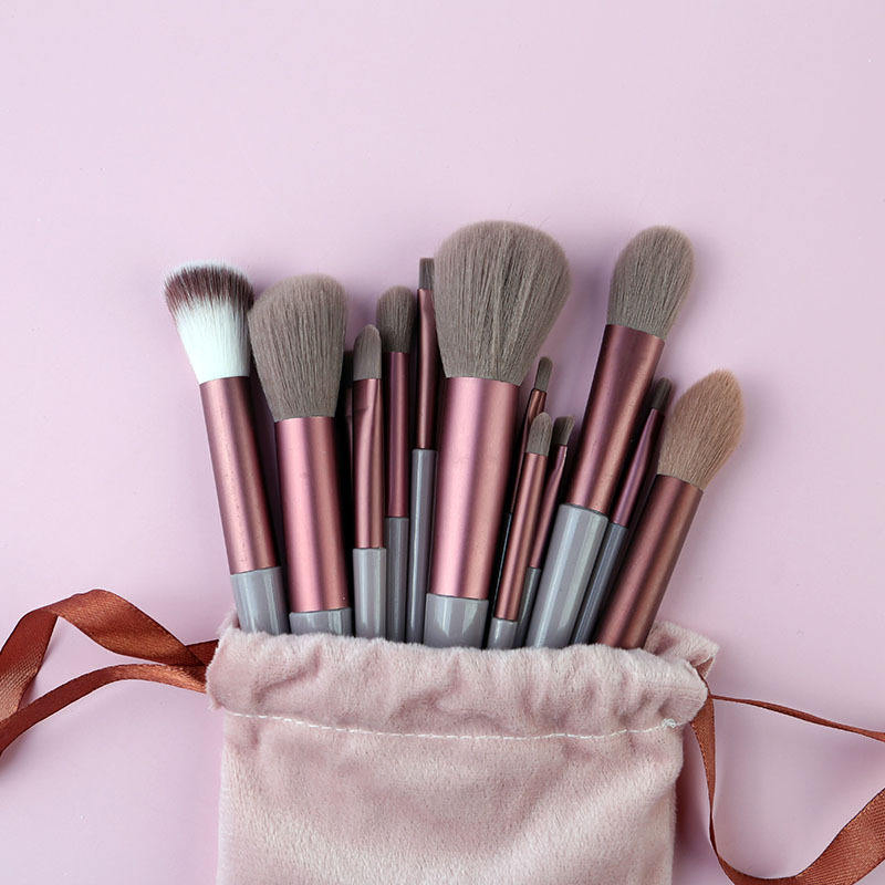 13 Conjunto de Pincéis de Maquiagem PCS com Logo Personalizado para Corretivo, Blush e Pó