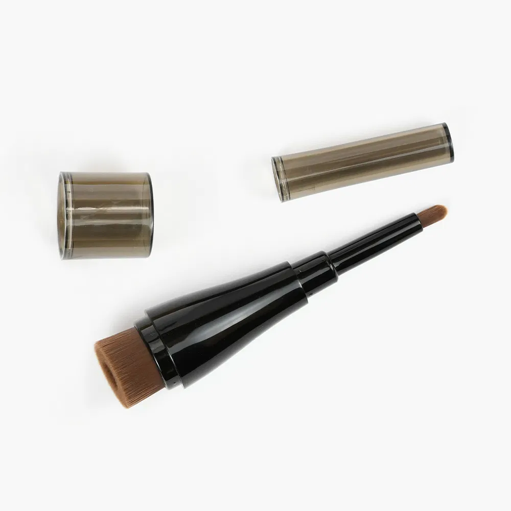 Pincel de Maquiagem Profissional Kabuki Preto 2 em 1 Base Líquida Corretivo Blush