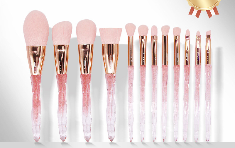 12PCS Conjunto de Pincéis de Maquiagem Pó Blush Pincel de Sombra Pincel de Corretivo Pincel de Maquiagem
