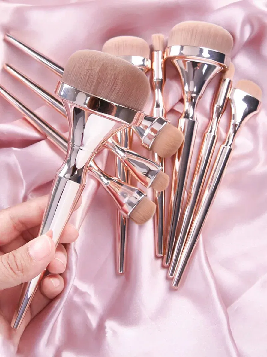 9PCS Conjunto de Pincéis Grandes para Maquiagem Pincel de Sombra de Olhos Pincel de Sobrancelha Corretivo Cosméticos Ferramentas de Beleza Maquiagem