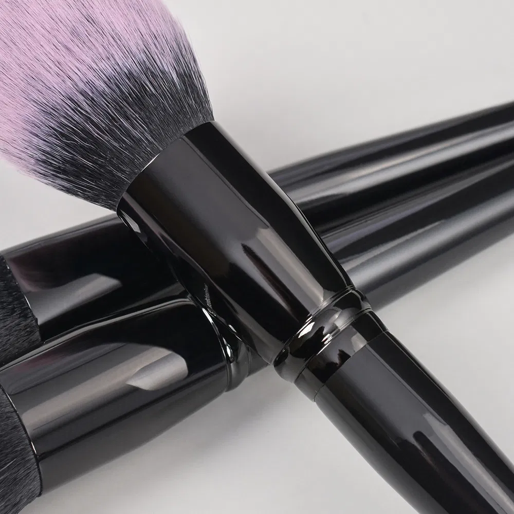 Pincel de maquiagem em pó para lábios e delineador, feito de cabelo sintético preto macio de alta qualidade