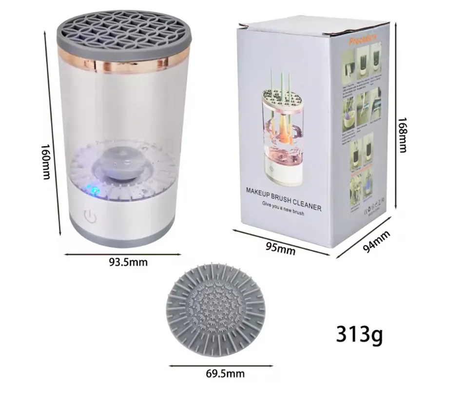 Máquina de Limpeza e Secagem de Pincéis de Maquiagem Elétrica Automática Rotativa USB Mini Portátil