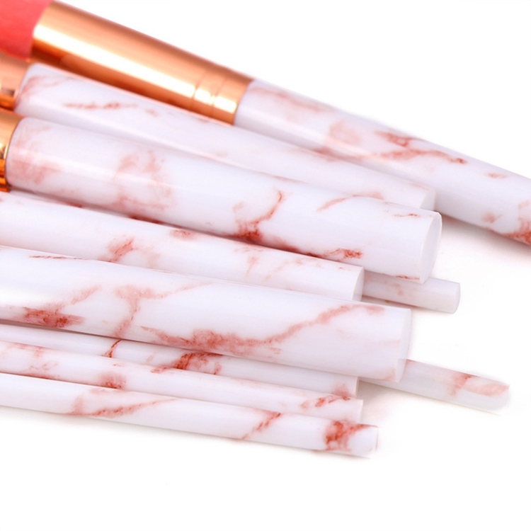 10 Conjunto de Pincéis de Maquiagem em Mármore Cabo Personalizado Fashionável Pincel Azul Pavao Etiqueta Privada Pincéis Cosméticos Maquillaje