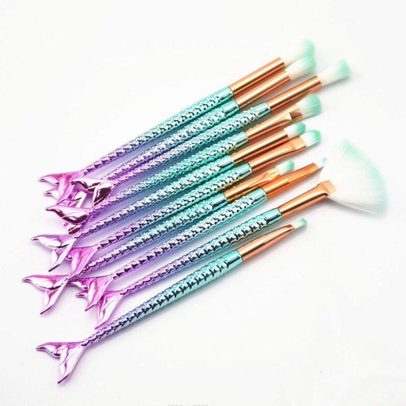 Conjunto de Pincéis de Maquiagem de Sereia para Fundamento Artístico e Iluminador