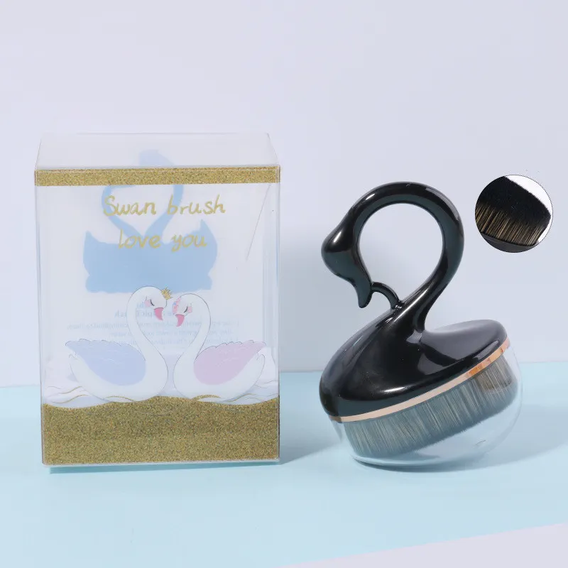 Pincel de Pó Cosmético de Topo Plano Kabuki de Luxo para Maquiagem de Fundação de Design de Moda Cygne Único para 55#