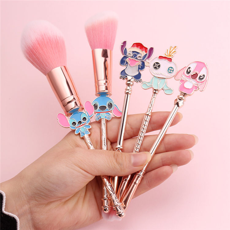 Conjunto de Pincéis de Maquiagem de Beleza em Desenho Animado para Pó e Sombra de Olhos
