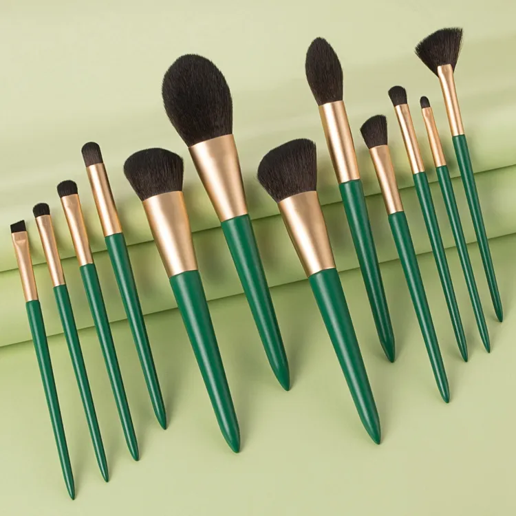 Pincel de Maquiagem Profissional Verde 12PCS