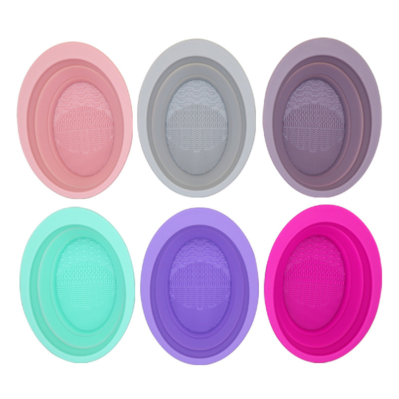 Bowl de Limpeza de Pincéis de Maquiagem de Silicone Reutilizável e Dobrável para Utensílios Domésticos