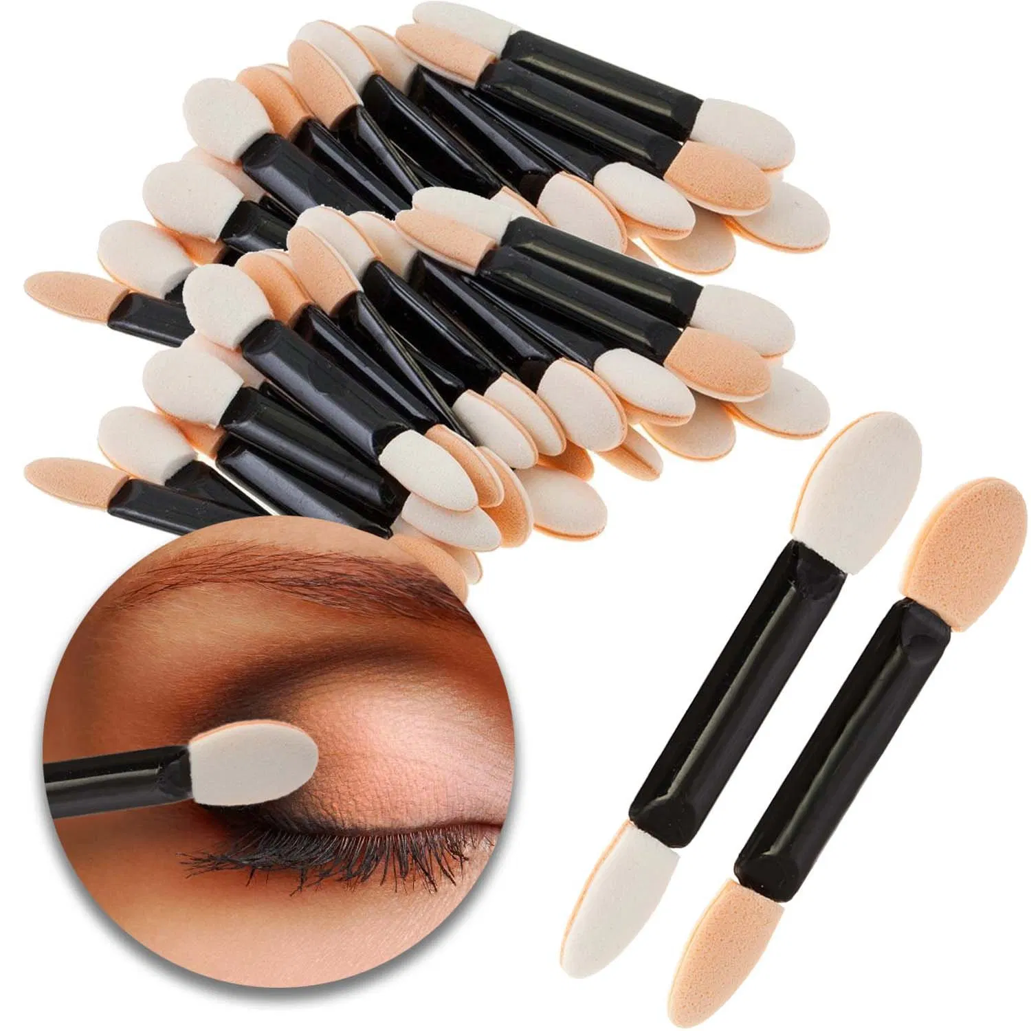 Pincel de Sombra para Olhos com Dupla Cabeça, Ferramentas de Maquiagem Descartáveis, Pincéis de Sombra para Olhos