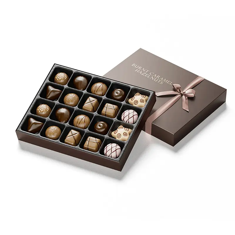 Custom Customized Hot Stamped Bow Chocolate Gift Packing Box With Logo Supplier, Factory