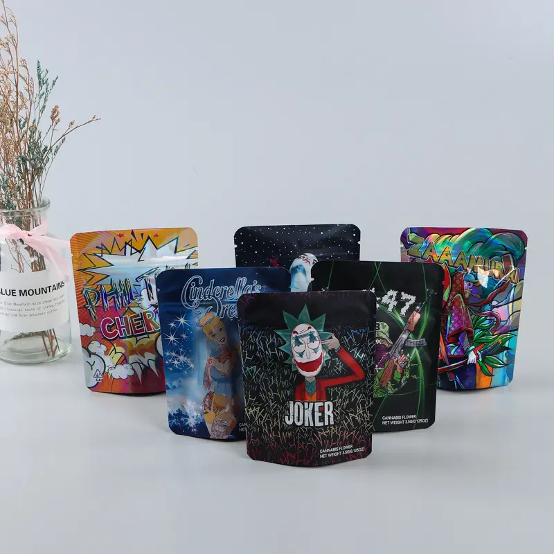 Custom Holographic Zipper Standing Up Sweet Pouch Printing Packaging Doypack Factory, Factories
