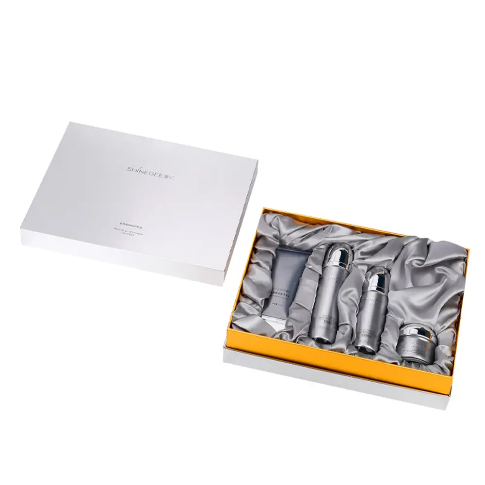 Custom UV Printing Rigid Cardboard Makeup Skin Care Satin Lined Packaging Gift Box