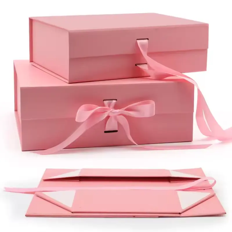 High-Quality Customized Rigid Cardboard Magnetic Foldable Paper Gift Boxes With Ribbon Supplier, Factory