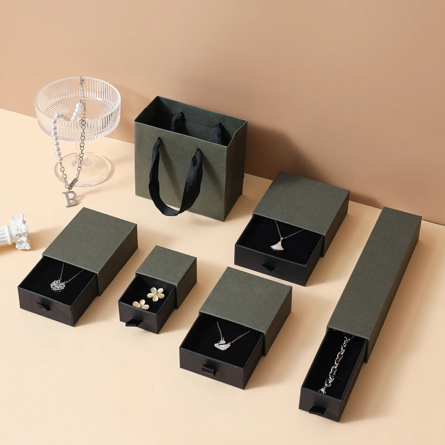 Custom China Suppliers Factory Printed Drawer Jewelry Boxes with Pink Lining for Elegant Packaging and Shipping Suppliers, Service