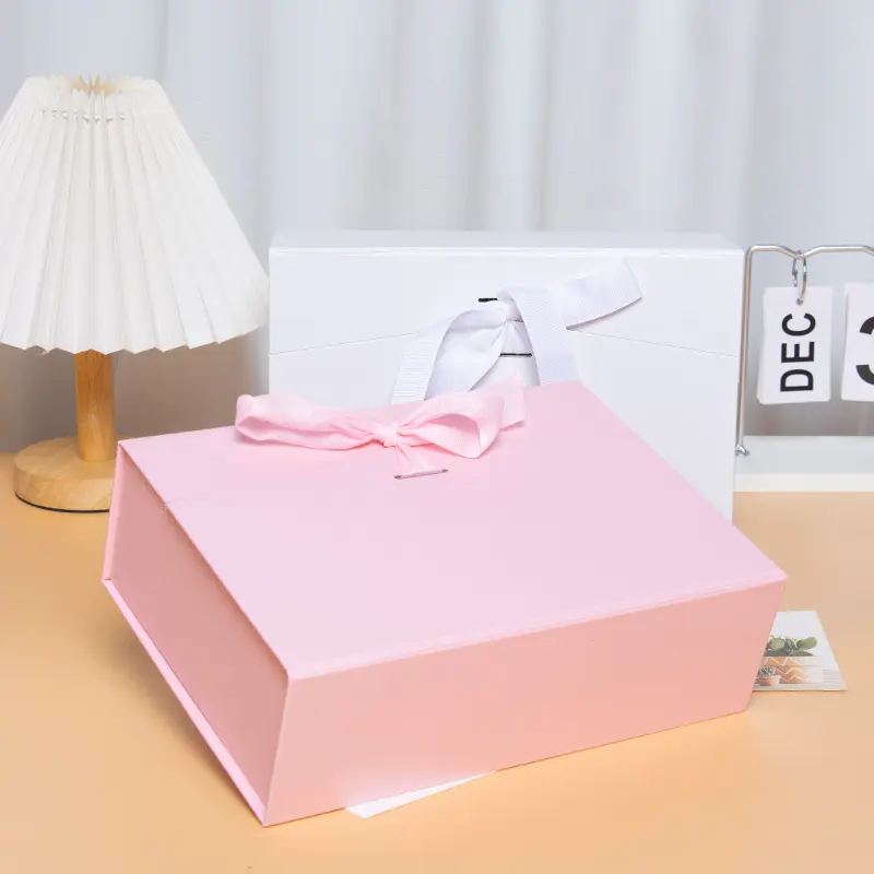 High-Quality Customized Rigid Cardboard Magnetic Foldable Paper Gift Boxes With Ribbon Supplier, Factory