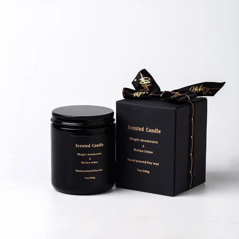 Custom Customized Black Card Square Stamping Folded Boxes For Packaging Candles Factory, Service