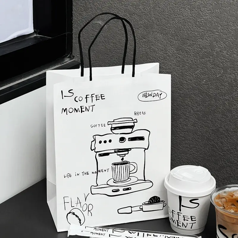 Custom Bespoke Biodegradable Paper Coffee Bags With String Handles Supplier, Suppliers