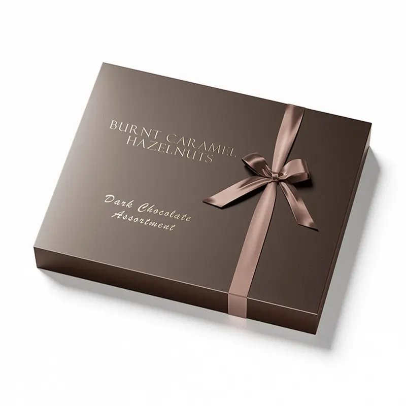 Custom Customized Hot Stamped Bow Chocolate Gift Packing Box With Logo Supplier, Factory