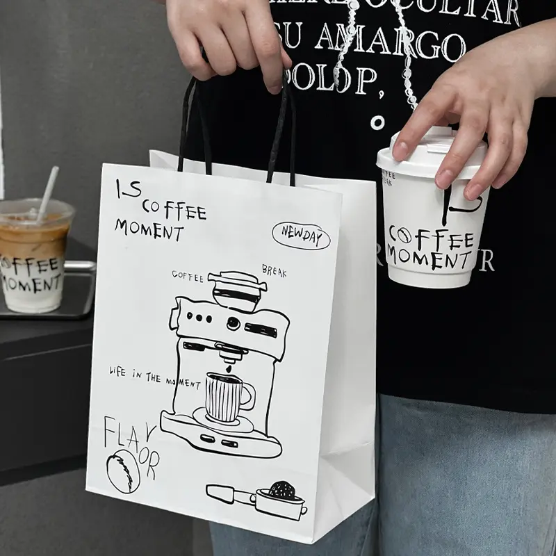 Custom Bespoke Biodegradable Paper Coffee Bags With String Handles Supplier, Suppliers