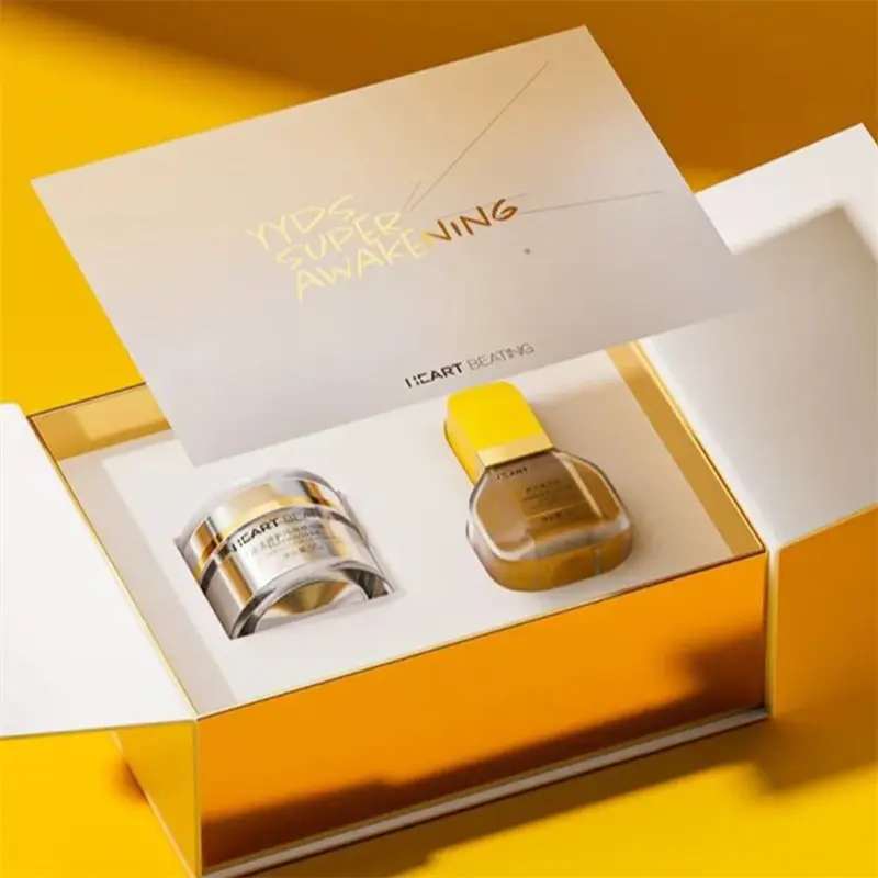 High-Quality Unique Double Door Foil Stamping Process Skincare Gift Box Packaging Supplier, Factory