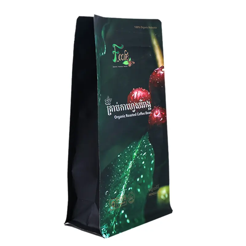 Custom Design Aluminum Coffee Bags Stand Up Pouches Design With Valve