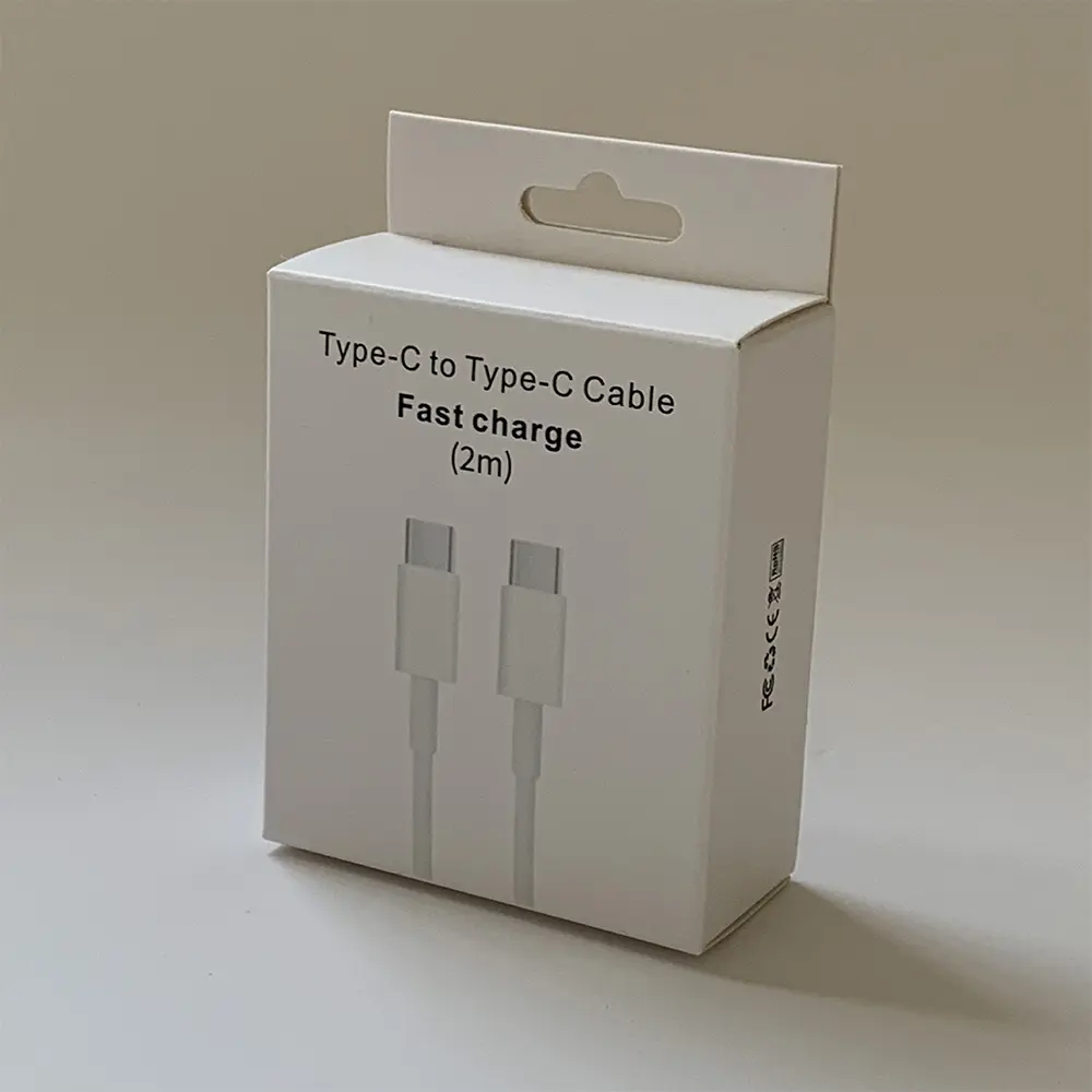 Custom Customized 3C Data Cable Hanging Type Printed Foldable Paper Cartons Boxes For Packing Supplier, Factories
