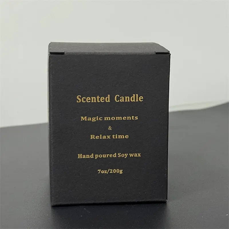 Custom Customized Black Card Square Stamping Folded Boxes For Packaging Candles Factory, Service