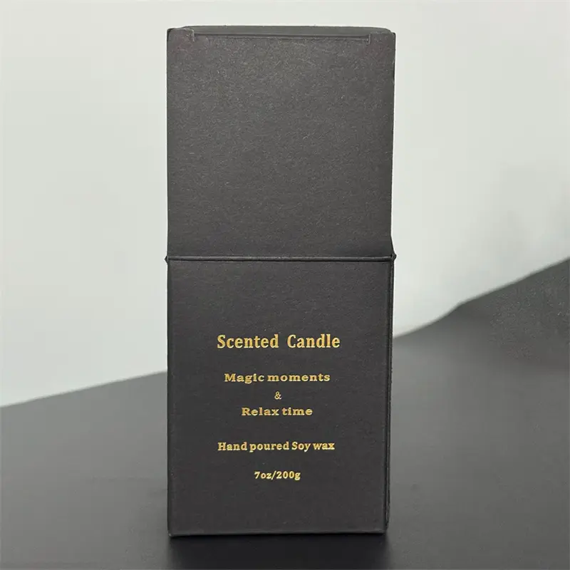Custom Customized Black Card Square Stamping Folded Boxes For Packaging Candles Factory, Service