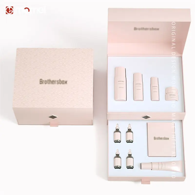 Custom Stamping Crafted Double Book Type Pull-Out Skin Care Box Packaging