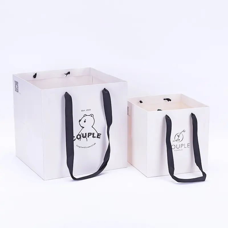 High-Quality Bespoke Printed Square Floral Thick Paper Carry Bags For Gifts Factory, Factories
