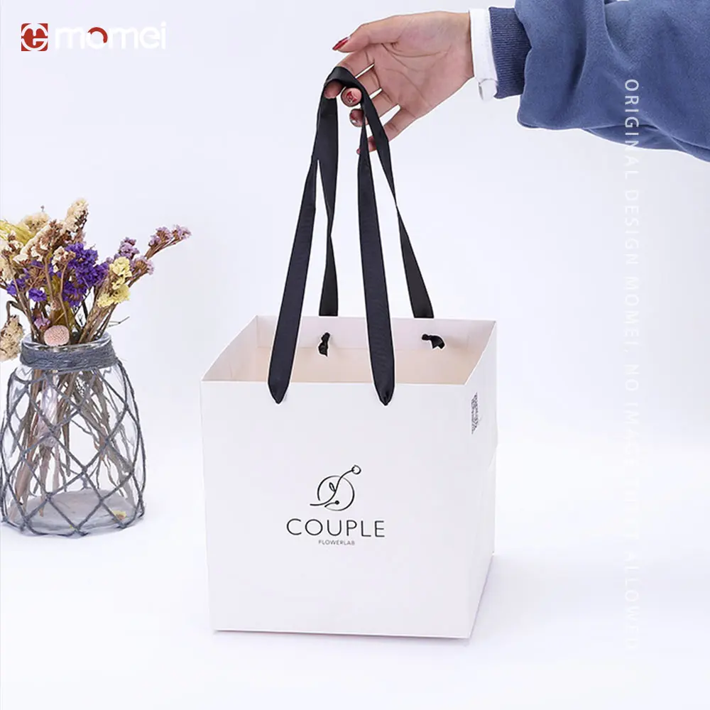 High-Quality Bespoke Printed Square Floral Thick Paper Carry Bags For Gifts Factory, Factories
