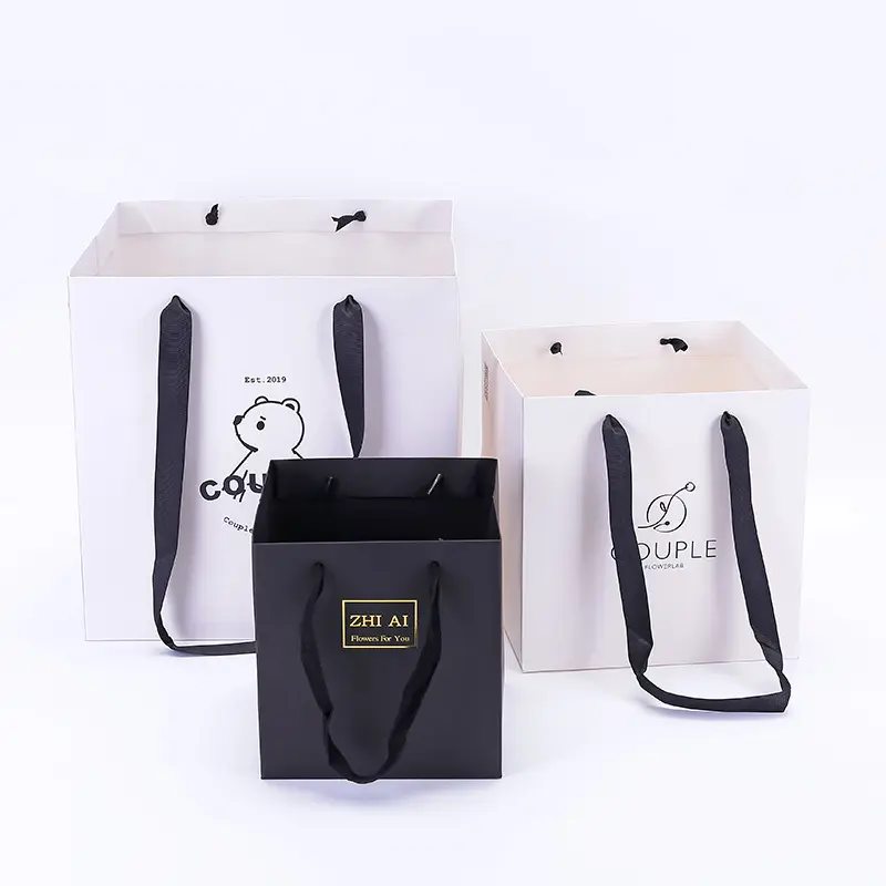 High-Quality Bespoke Printed Square Floral Thick Paper Carry Bags For Gifts Factory, Factories