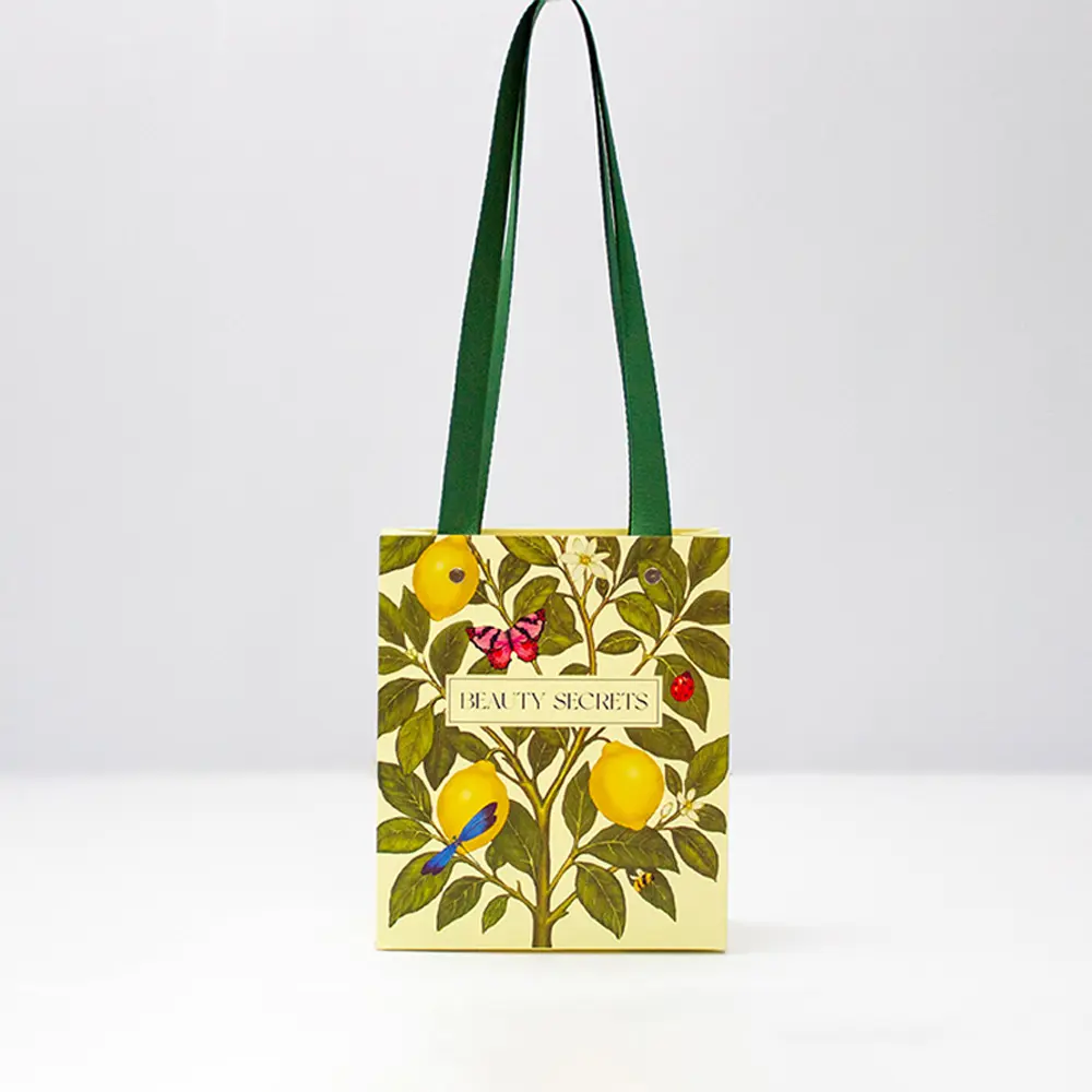 Custom Laminated Rivets Weaving Tote  Paper Gift Bags With Logo Printed